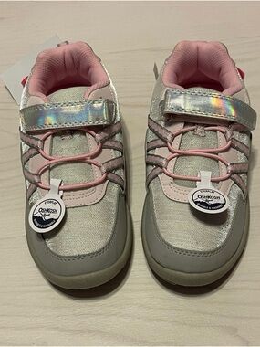 OshKosh B'gosh Girls' Pink, Silver & Gray Iridescent Strap Sneakers